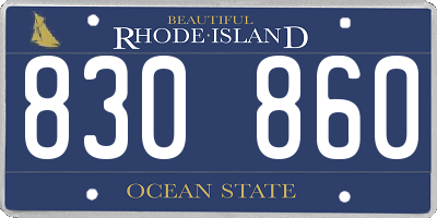 RI license plate 830860