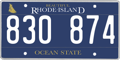 RI license plate 830874