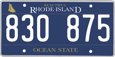 RI license plate 830875