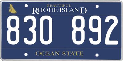RI license plate 830892