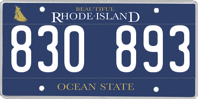RI license plate 830893