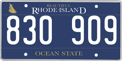 RI license plate 830909