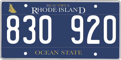 RI license plate 830920
