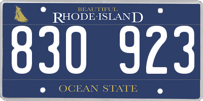 RI license plate 830923