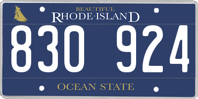 RI license plate 830924
