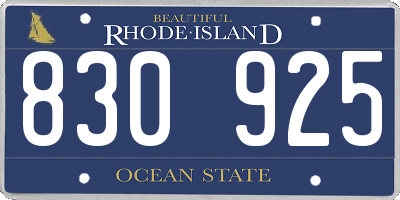 RI license plate 830925