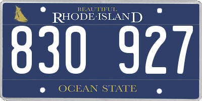 RI license plate 830927