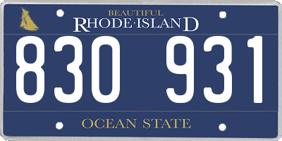 RI license plate 830931
