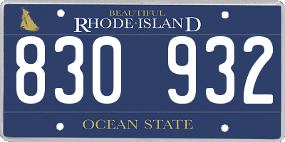 RI license plate 830932