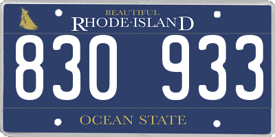 RI license plate 830933