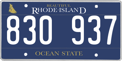 RI license plate 830937