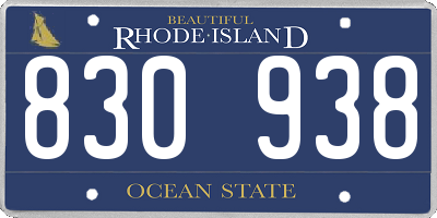 RI license plate 830938