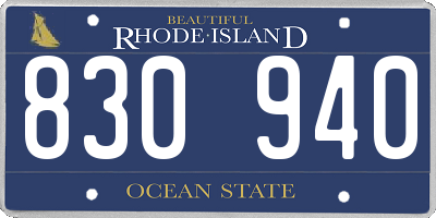 RI license plate 830940