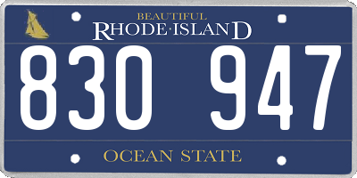 RI license plate 830947