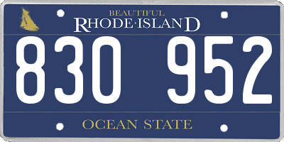 RI license plate 830952