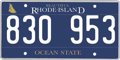 RI license plate 830953