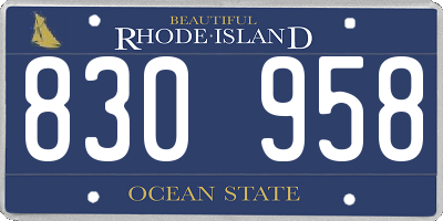 RI license plate 830958