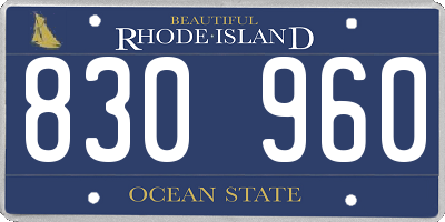 RI license plate 830960