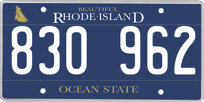 RI license plate 830962