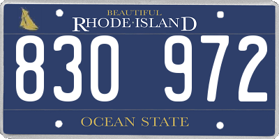 RI license plate 830972
