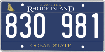 RI license plate 830981