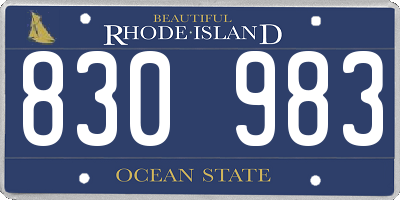 RI license plate 830983
