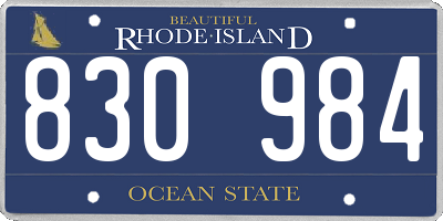 RI license plate 830984