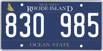 RI license plate 830985