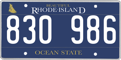 RI license plate 830986