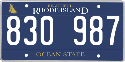 RI license plate 830987