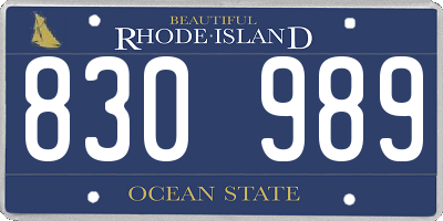 RI license plate 830989