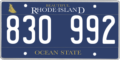 RI license plate 830992