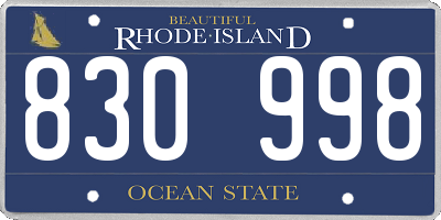 RI license plate 830998