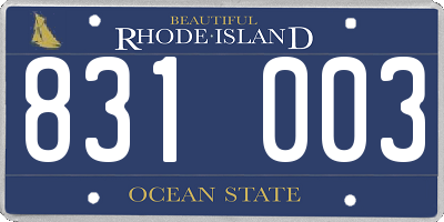 RI license plate 831003