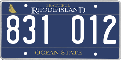 RI license plate 831012