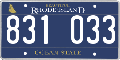 RI license plate 831033