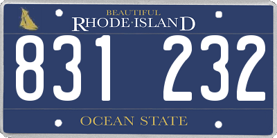 RI license plate 831232