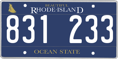 RI license plate 831233