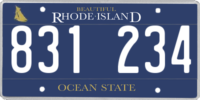 RI license plate 831234