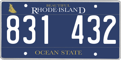RI license plate 831432