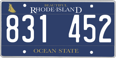 RI license plate 831452