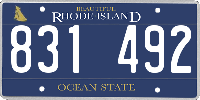 RI license plate 831492