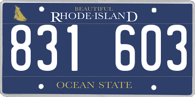 RI license plate 831603
