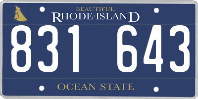 RI license plate 831643