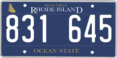 RI license plate 831645