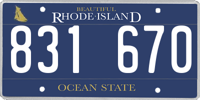 RI license plate 831670
