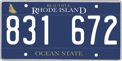 RI license plate 831672