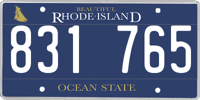 RI license plate 831765