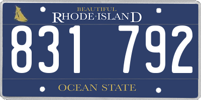 RI license plate 831792