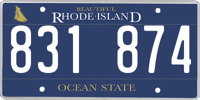 RI license plate 831874